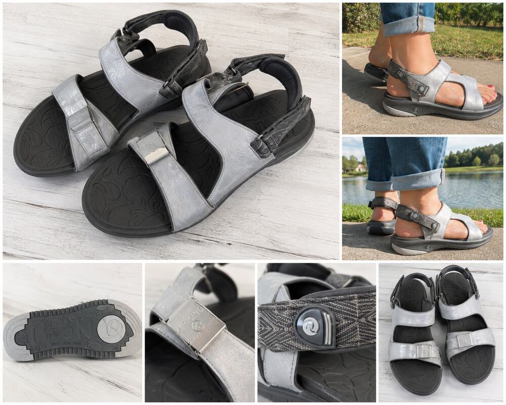 ONCAI Women’s Comfort Walking Sandals – Gray/Silver – Size US 12